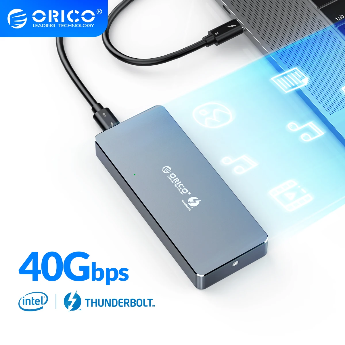 ORICO Thunderbolt 3 40 Гбит/с NVME M.2 SSD HDD корпус 2 ТБ Алюминий Тип-C с портом C Тип кабель для Mac
