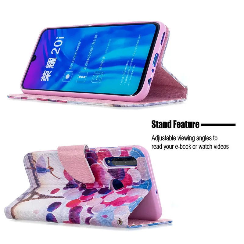 Модный раскрашенный кожаный чехол книжка для Huawei P Smart Z 2019 Honor 10 Lite 10i 9X 8A 8S 7A 7S