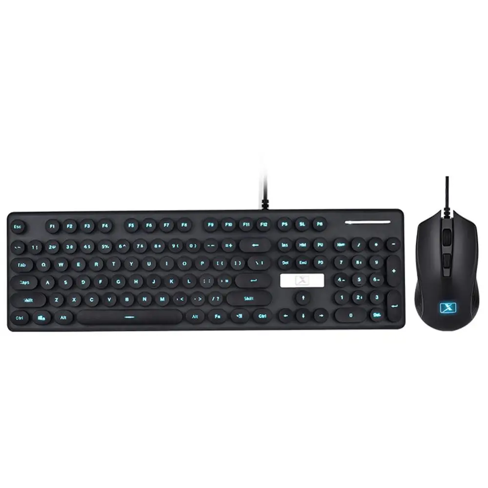  N518 Keyboard Mouse Kit Wired Steampunk Vintage Gaming With Round Key Cap Multimedia Button Keyboar