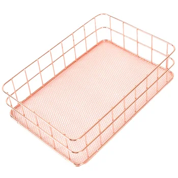 

Kitchen Storage Home Office Makeup Organizer Nordic Style Bedroom Hollowed Out Mesh Fruit Bathroom Desk Wrought Iron Wire Basket