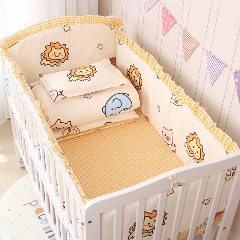 6/9pcs Elephant Baby Bedding Set Cotton Bedroom Decor Baby Girl Boy Crib Bed Linens Bed Bumper 120*60/120*70cm 5