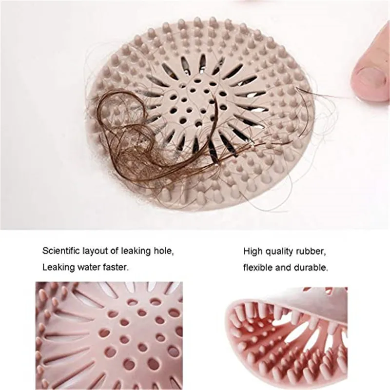 Silicone Drain Hair Catcher, Kitchen Sink Strainer - Bathroom Shower Sink Stopper - Drain Cover Hair Trap, Filter for Kitchen Bathroom Tub, Size: 15