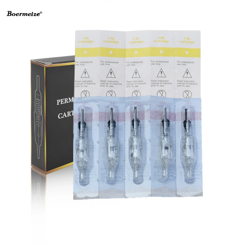 Cartridge Naald 20 Stuk 1RL0.25mm Cartridge Naalden Wegwerp Gesteriliseerd Tattoo Permanente Make-Up Naalden Tips Voor Wenkbrauw Lip