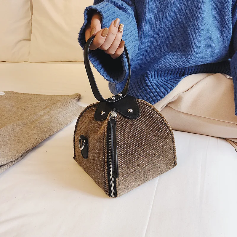 

2019 New Style Liangsi Corduroy Triangular Geometry Bag Stereo Buns One-Shoulder Diagonal Handbag