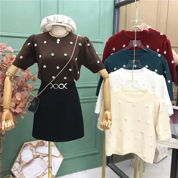 

sweater with nail beads autumn / winter 2020 new solid color loose Pullover ins basic bottom sweater top for women