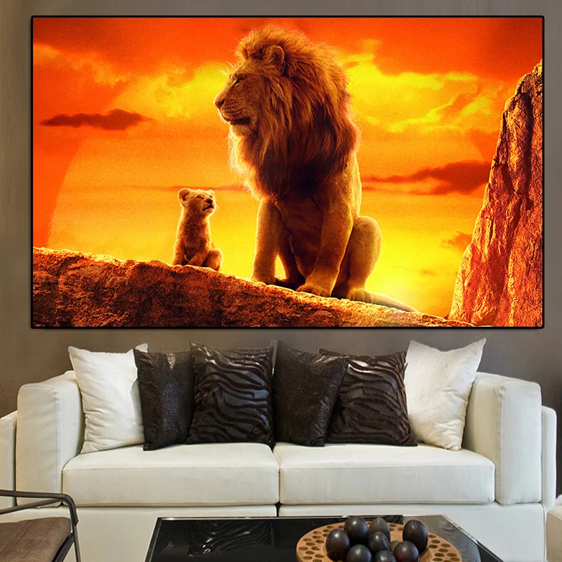 Современная известная картина маслом Lion King на холсте постеры и принты настенные