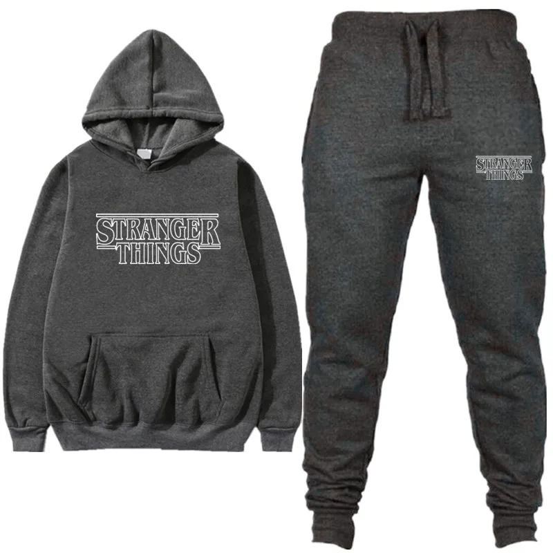  Men/ Women's Tracksuits 2019 Autumn Winter Stranger Things Print Sportswear Hoodies+Long Pants Two 