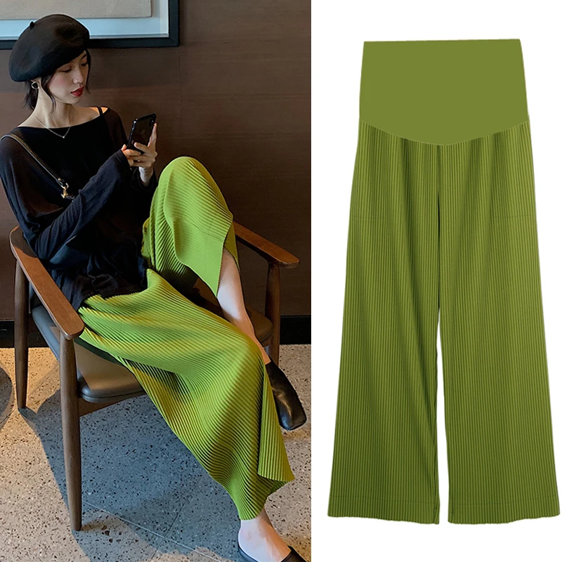 Good Deal Thin-Pants Summer Pregnant-Women Wide-Leg Spring Loose for 9062 Pleat Belly Elastic-Waist mmQKMgNobYq