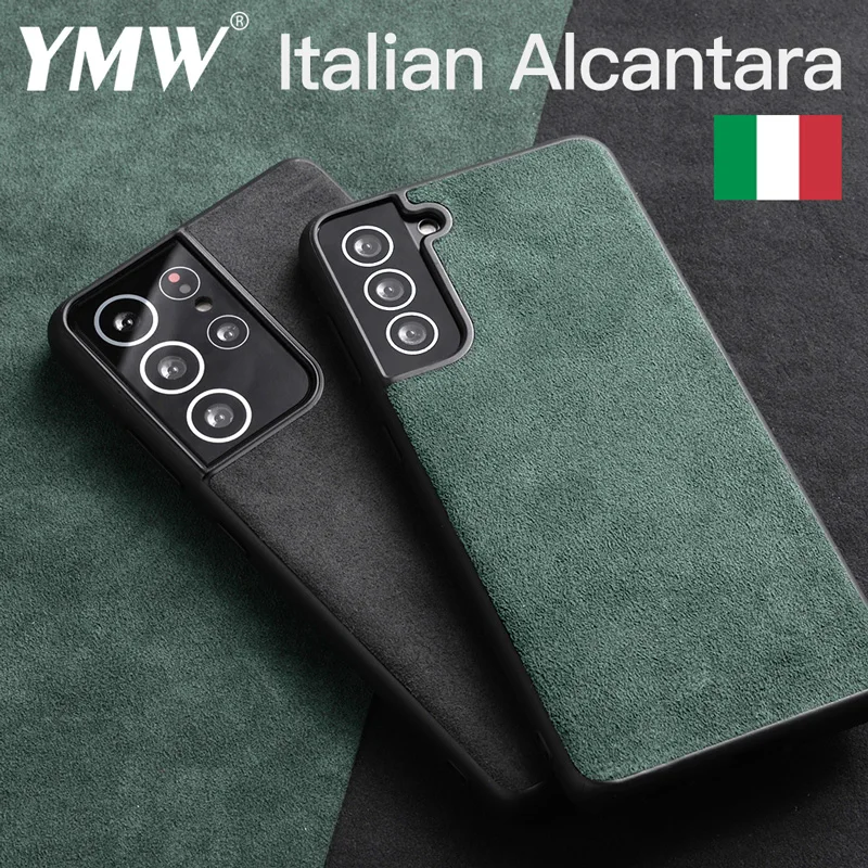 YMW ALCANTARA Case for Samsung Galaxy S21 Ultra S20 S10 S9 S8 Plus Note20 5G Luxury Business Artificial Leather Phone Cases
