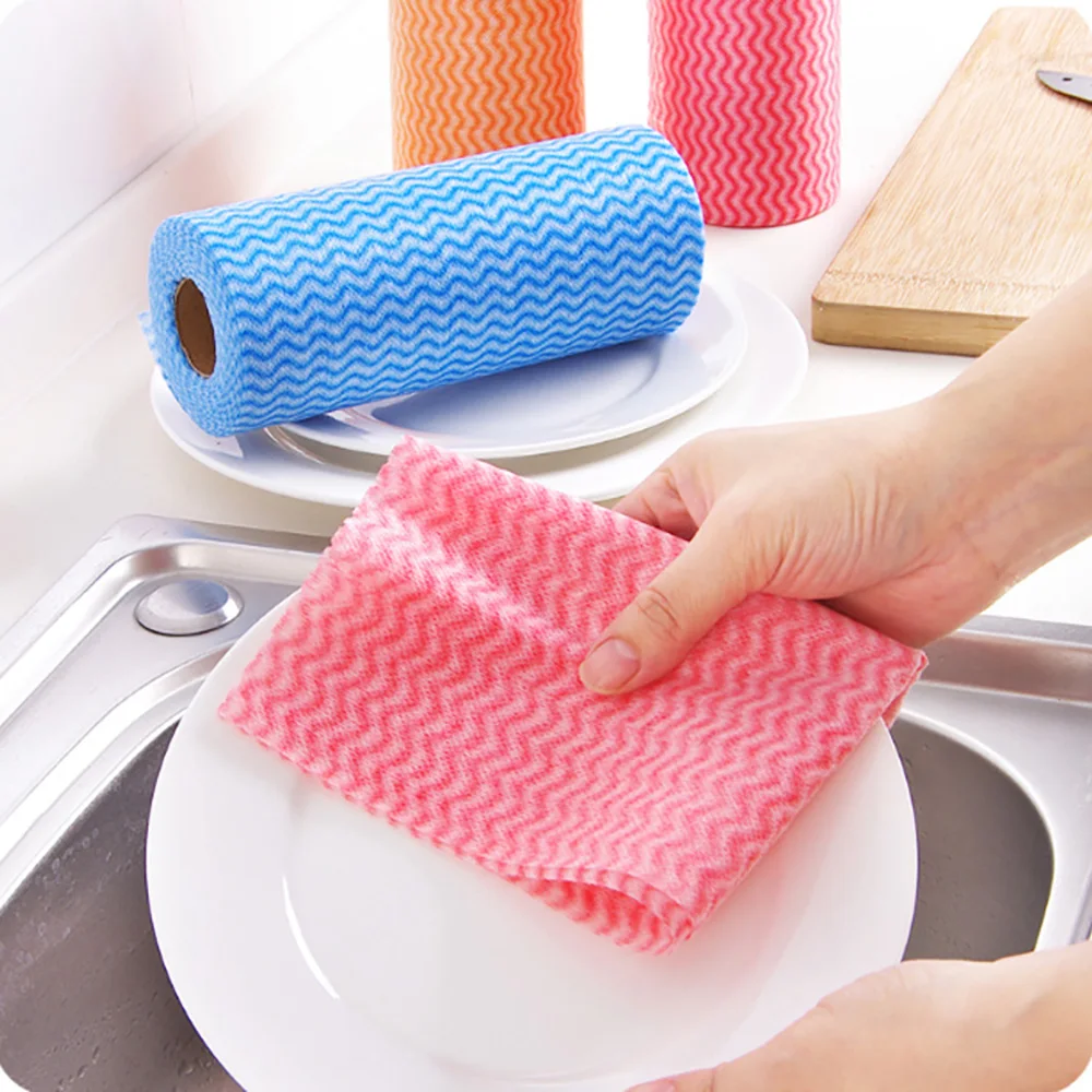 50 шт./рулон высокоэффективное одноразовое цветное полотенце для посуды Волшебная кухонная чистящая ткань антипригарное масло тряпки полотенце