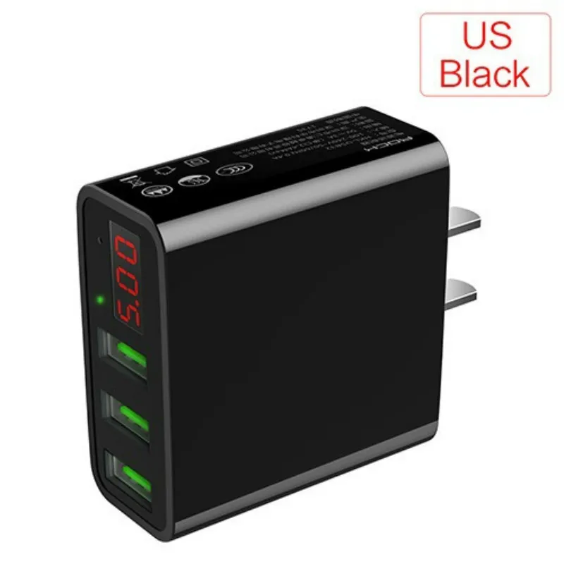 3 порта USB телефон зарядное устройство светодиодный дисплей ЕС/США штекер умный USB быстрая зарядка для мобильного Сетевое зарядное устройство для Iphone для iPhone samsung Xiaomi