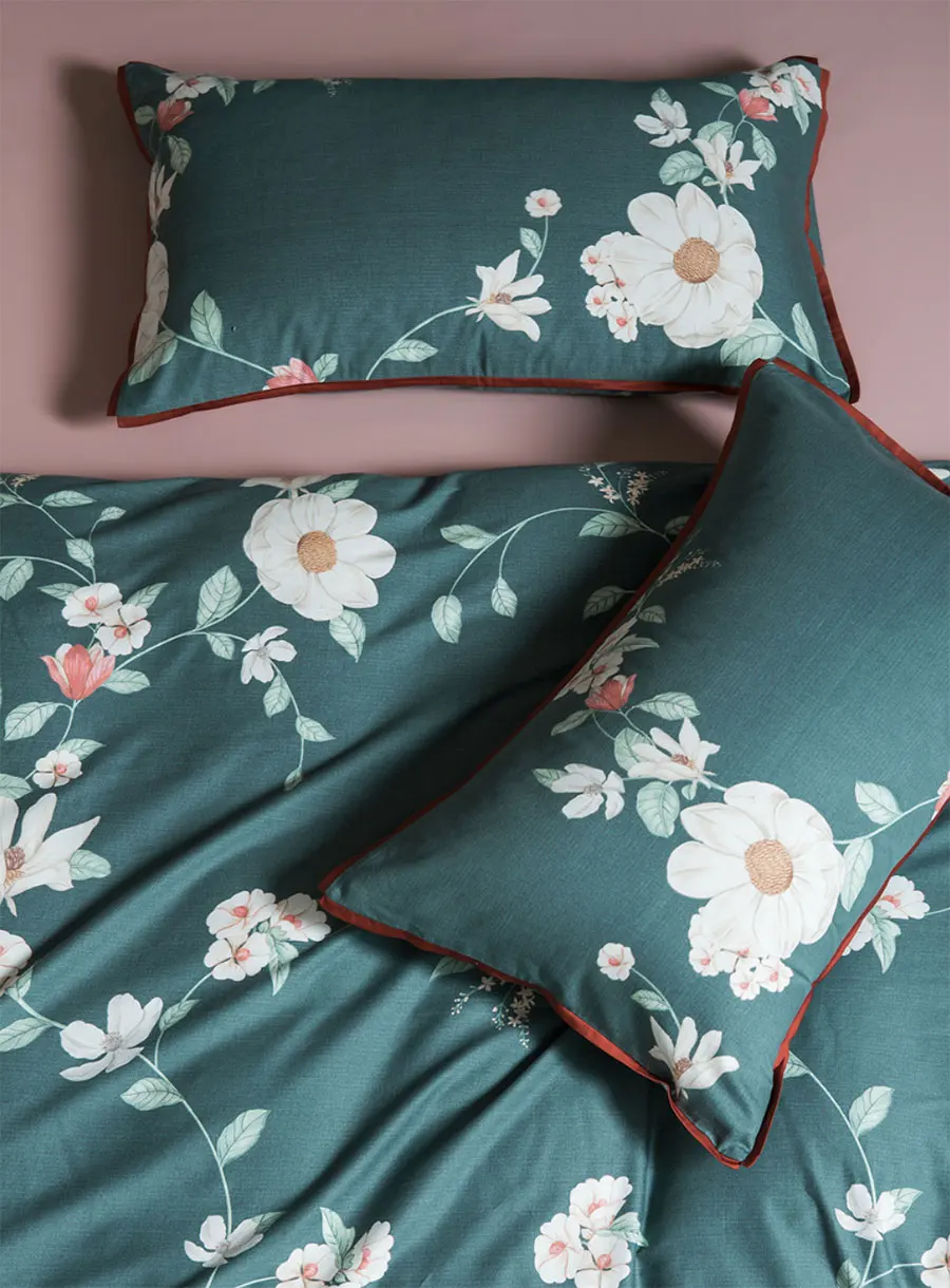 

Elegant green floral bedding set adult,full queen king trend 60s cotton double home textile bed sheet pillow case duvet cover