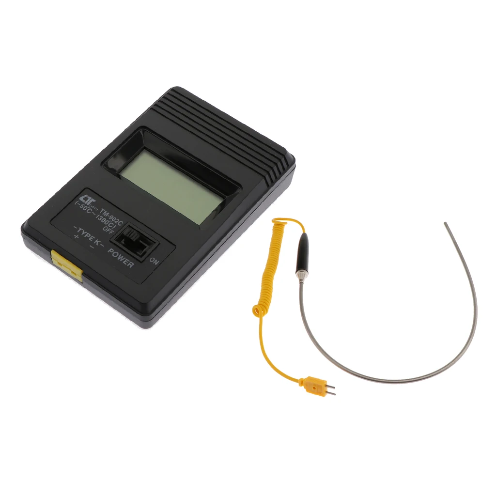 Tm-902c Digital Thermometer LCD + K-Type Thermocouple Temperature Probe, Stainless Steel Probe In Temperature Range 0-1300