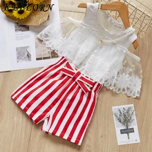 Keelorn/комплекты одежды для девочек г. летняя Модная стильная детская одежда футболка без рукавов+ штаны комплект из 2 предметов комплект детской одежды для девочек