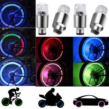 

10x LED Car Bike Wheel Tire Tyre Valve Dust Cap Spoke Flash Lights Car Valve Stems Caps Accessories 4 Color Red Blue Green Lamp