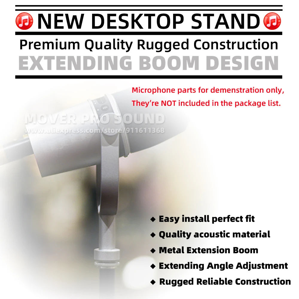 Adjustable Height Table Desk Style Microphone Stand For SHURE MV7 MV 7 Mic Tabletop Extending Desktop Holder Boom Mount Bracket