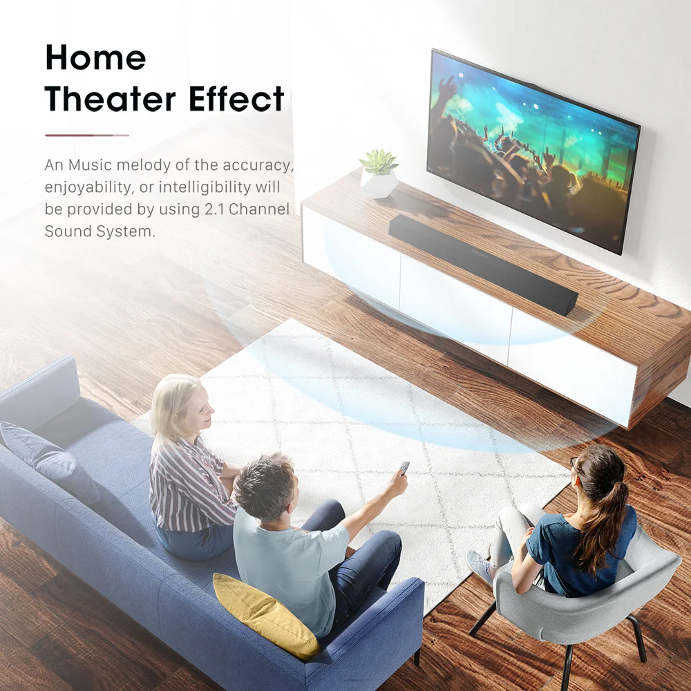 120W Home Theater Sound System Soundbar 2.1 TV