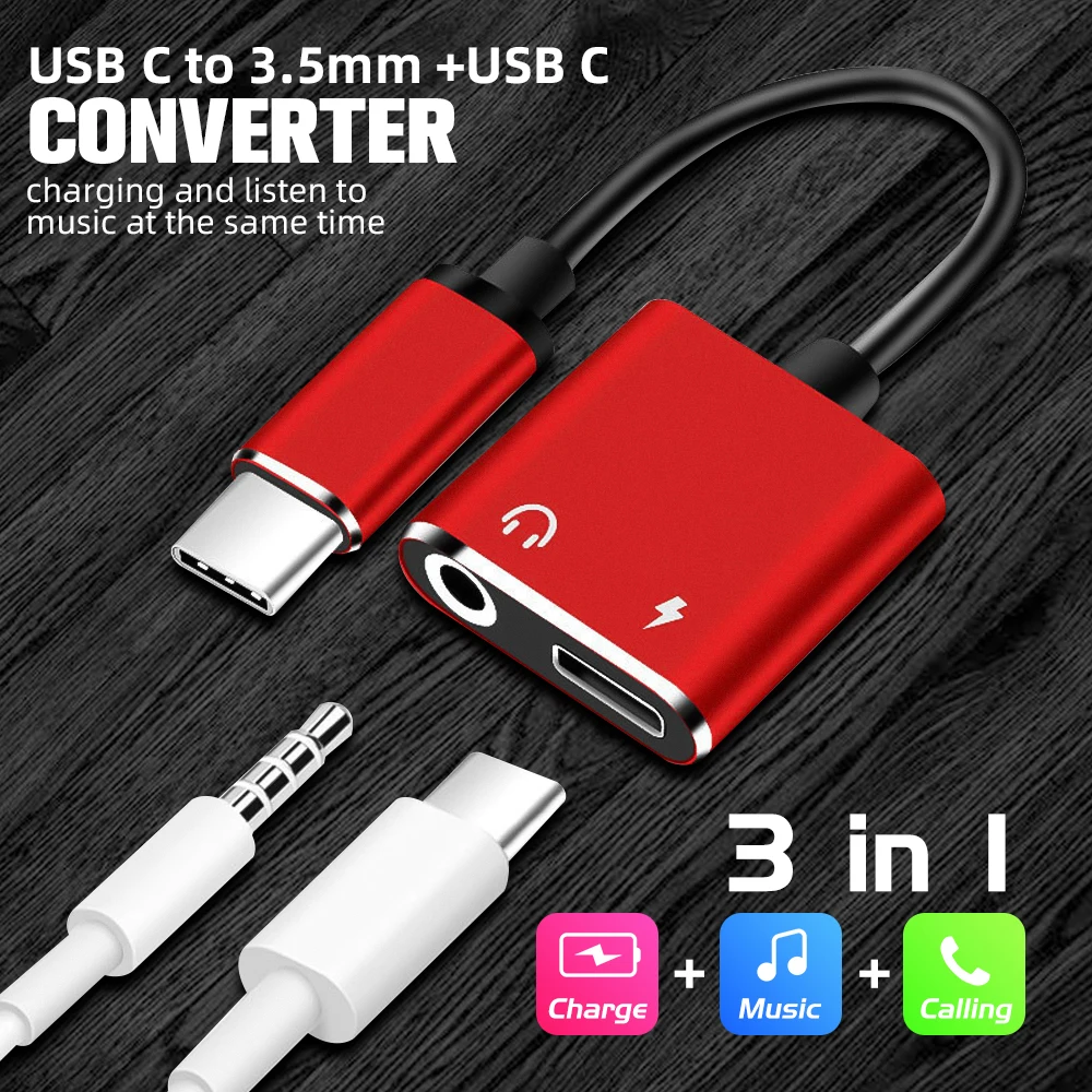 FONKNEN 2 в 1 usb type C до 3,5 мм конвертер USB-C адаптер для быстрой зарядки адаптер для наушников Разъем для наушников кабель для зарядки