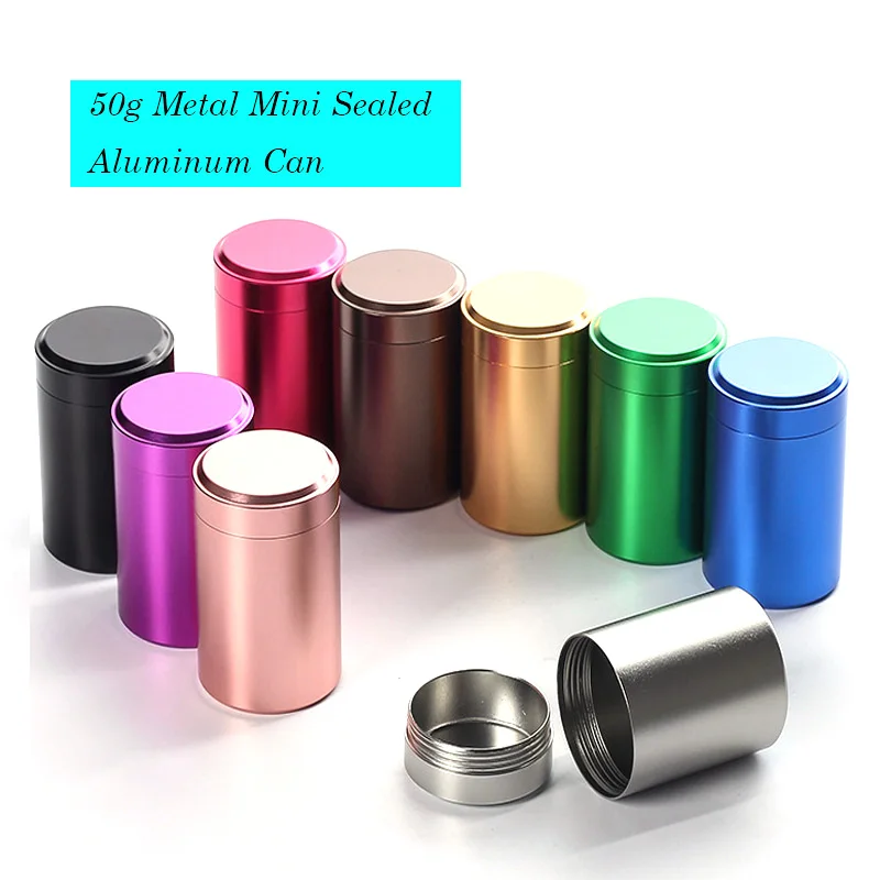 

1PCS 50g Metal Mini Storage Box Stainless Steel Sealed Small Aluminum Cans Portable Candy Cans Tea Tin Cans Packaging