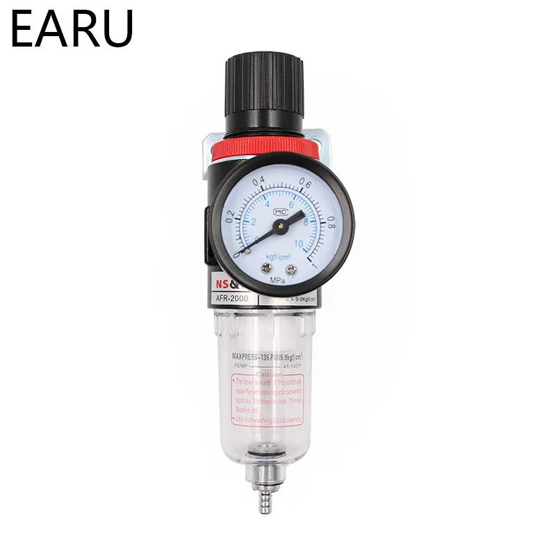 

1pc AFR-2000 Pneumatic Filter Air Treatment Unit Pressure Regulator Compressor Reducing Valve Oil Water Separation AFR2000 Gauge