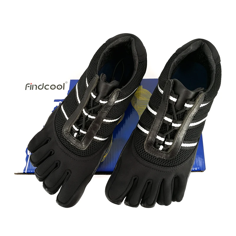 Black Findcool/Женская обувь с 5 пальцами; обувь для йоги; прогулочная обувь с 5 носками; обувь с сеткой на шнуровке; Bresthable for Souples - Цвет: Black