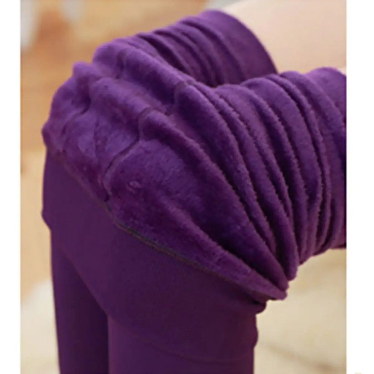 Женские Для женщин зимние Бархатные толстые теплые с флисовой подкладкой Термальность эластичные облегающие Утягивающие колготки - Цвет: Фиолетовый