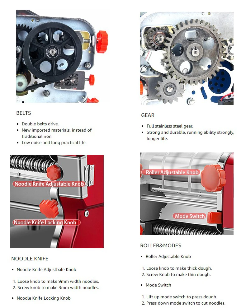 Ktaxon Pasta Machine, Roller Pasta Maker, Adjustable Thickness Settings  Noodles Maker with Washable Rollers and Cutter,Perfect for Spaghetti,  Fettuccini, Lasagna or Dumpling Skins 