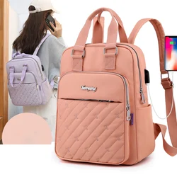 Senhoras mochila moda casual carregamento usb mochila computador saco