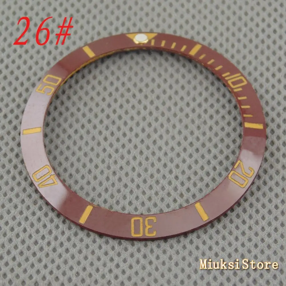 26 Parnis 38mm black blue white green Ceramic/Titanium Bezel insert for 40mm case Watch accessories bezel - Цвет: 26