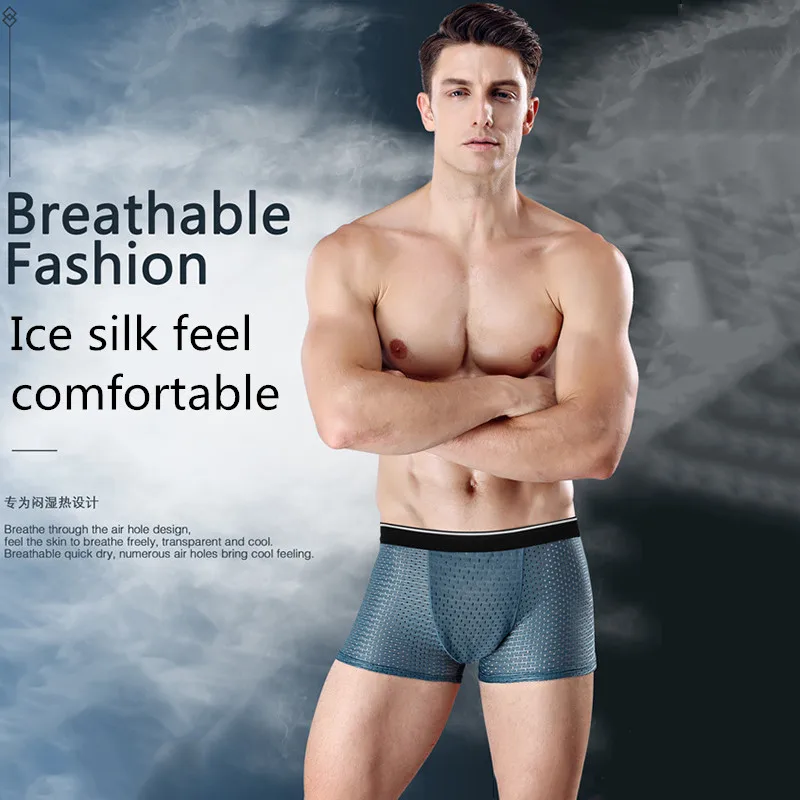 sexy male underwear Men's Underwear Ice Silk Mesh Breathable Comfortable Men Boxer Briefs Size L XL XXL 3XL 4XL 5XL best mens underwear