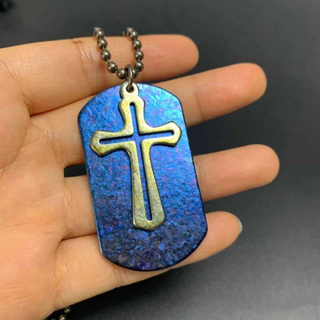 Solid Pure Titanium Cross Star Chain 