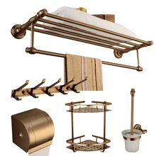 Набор аксессуаров для ванной комнаты, алюминиевая Антикварная вешалка для полотенец, крючок для халата, туалетная бумага, держатель для щетки, набор оборудования для ванной