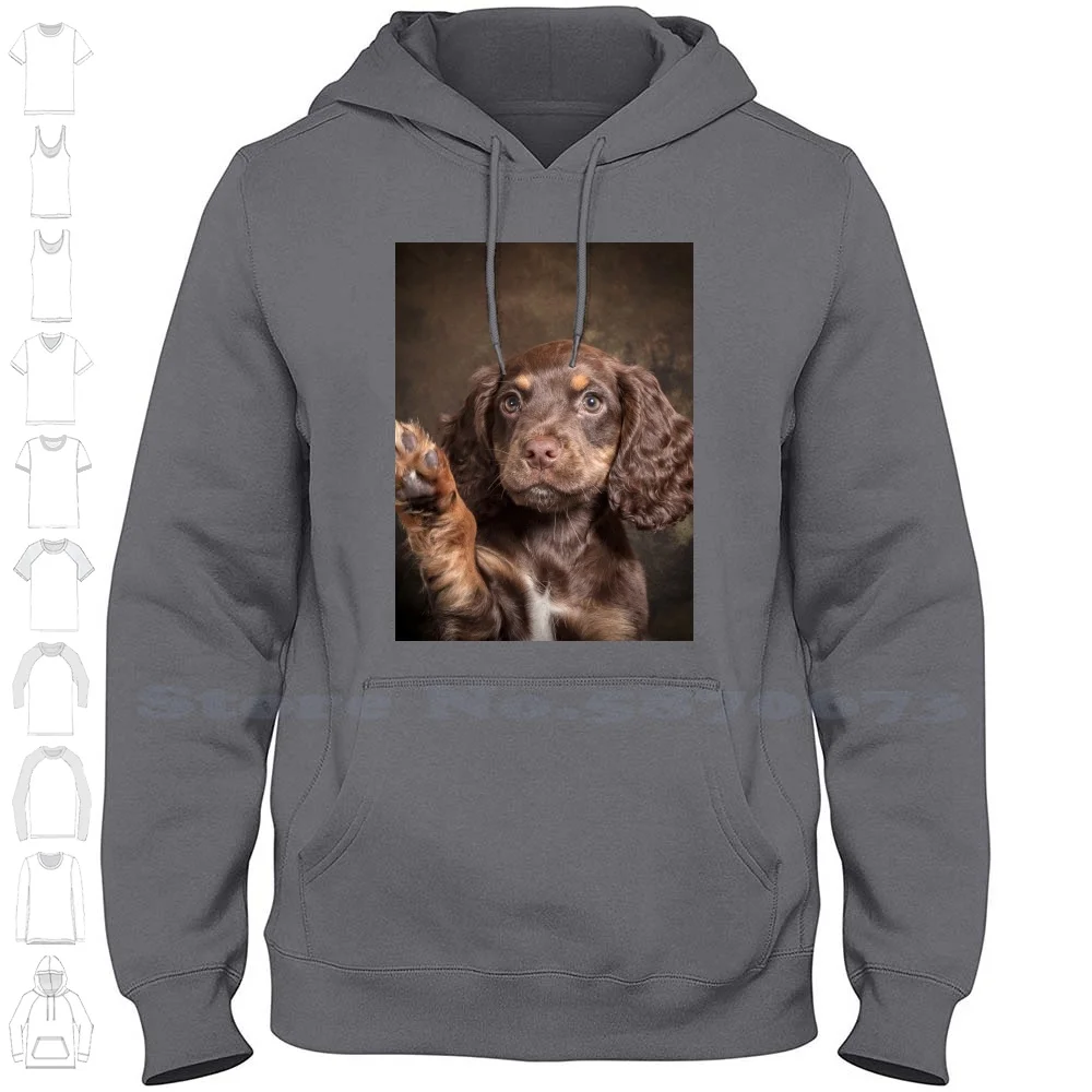 thumbnail image 1 of Sudadera con capucha Charlie Wave 100 % algodón, cachorro cocker spaniel, perro de trabajo Wave, color marrón chocolate, 1 of 5
