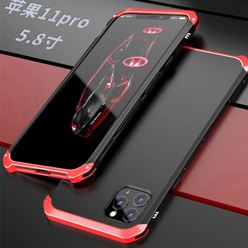Shockproof Armor Phone Case For iPhone 13 12 Pro MAX 13 Mini 11 XS XR SE 2 8 7 6 Case Aluminum Metal Bumper Matte PC Cover Coque