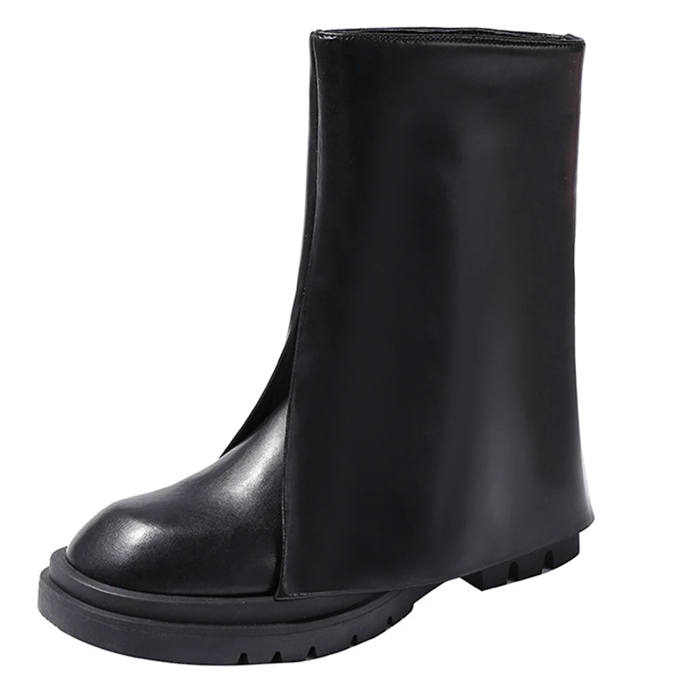 Women Genuine Cow Leather Trouser Booties Punk Style Chelsea Boots For Female 2021 Autumn Fashion Martin Shoes Lady Casual Botas