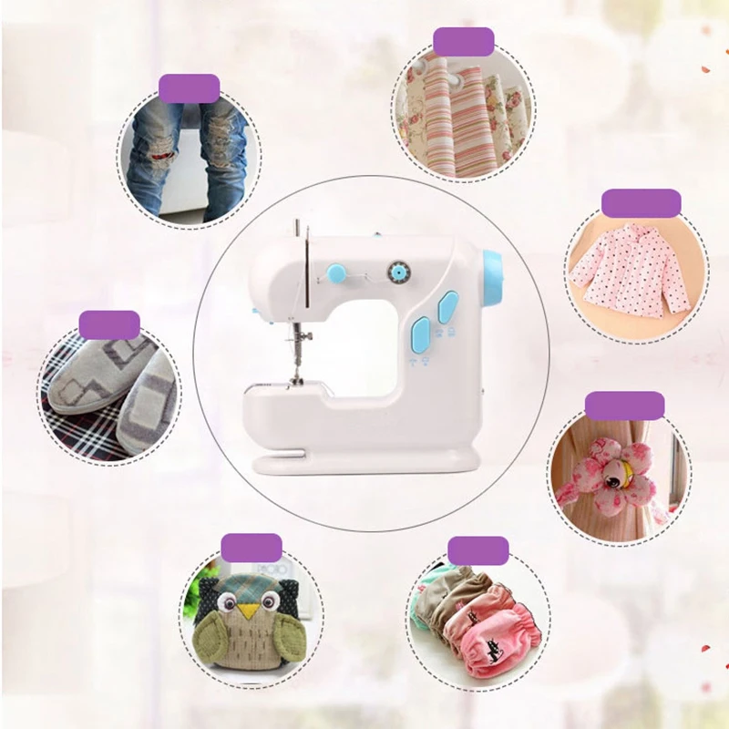 Mini Electric Handheld Sewing Machine Dual Speed Adjustment Sewing Machine With Foot Pedal Ac100-240V Double Threads Pendal Sewi