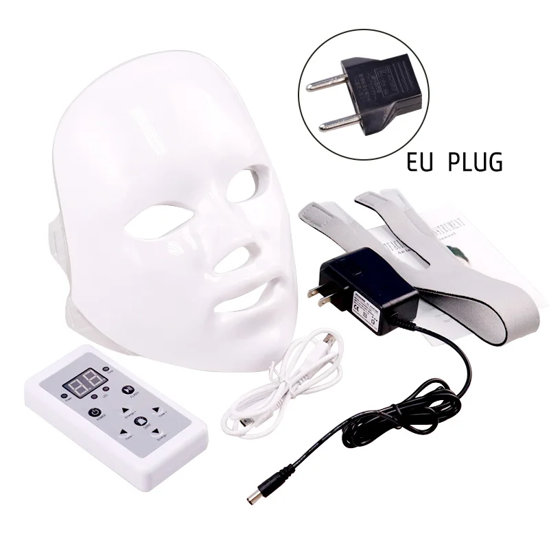 EU Plug 7 Colours LED Facial Mask Mascara Facial Aesthetics Skin Care Rejuvenation Wrinkle Acne Removal Face Beauty Instrument - Цвет: EU Plug