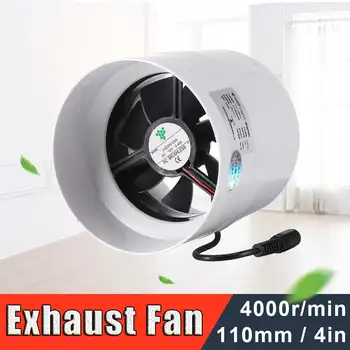 

4 Inch Exhaust Fan Wall Window Mountable Toilets Kitchen Bathroom Home Silent Inline Pipe Duct Fan Ventilate Air Cleaning 7W