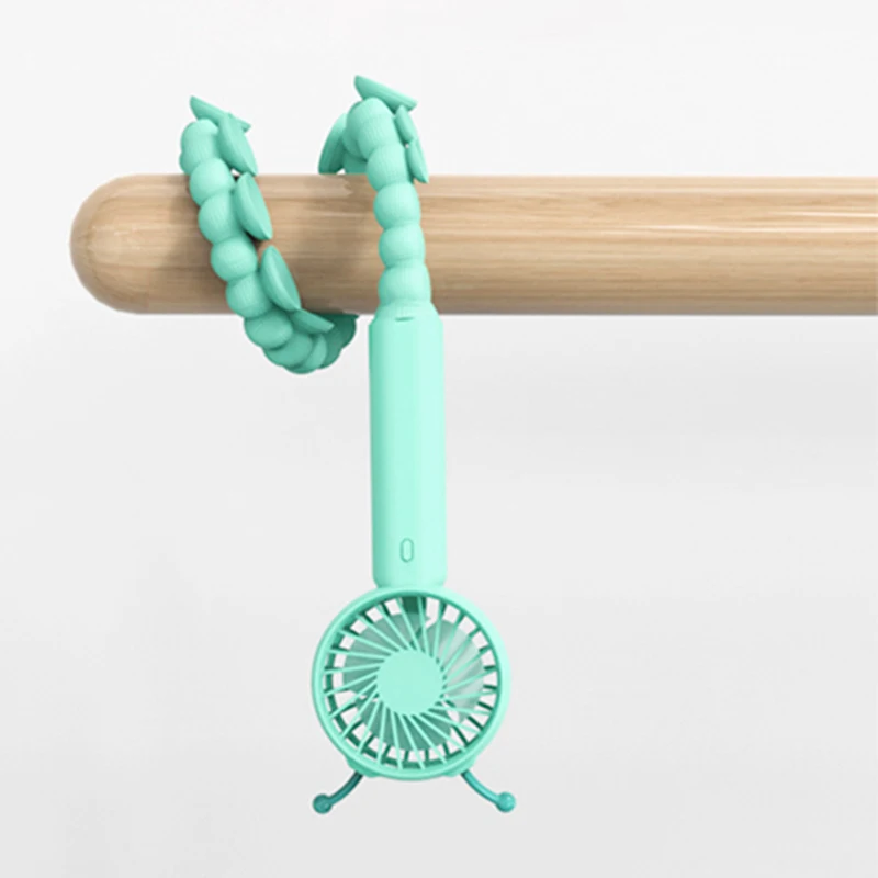 

Portable Mini Caterpillar Small Fan USB Charging Sucker Holder Lazy Handheld Hanging Neck Fan 360 Degree Rotation