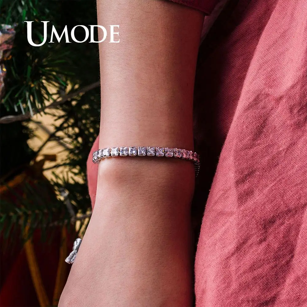 UMODE 0.25ct Clear Square Cubic Zirconia Tennis Bracelet Men Women Wedding Luxury Jewelry 0.16 inches Femme Moda UB0178A bracelet jewelry