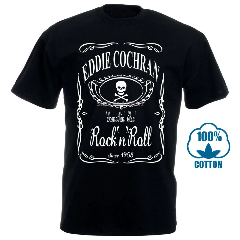 100% хлопок, модная футболка для виски Eddie Cochran, rocknrole Symbol-Alle Design, мужские футболки с короткими рукавами, футболка из 100% хлопка