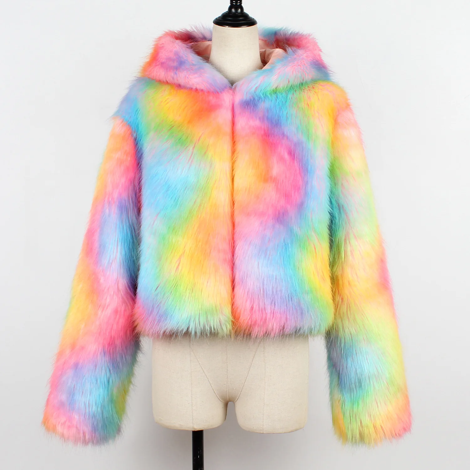 XIKOI/красочное зимнее пальто с мехом женские шубы из искусственного меха плюс размер 3X Толстая теплая меховая куртка с капюшоном Женская пушистая куртка с длинными рукавами