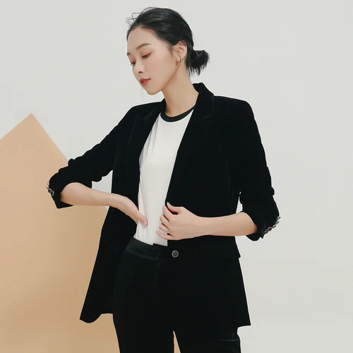 black single coat Блейзер Feminino Весна и осень высокого класса размера плюс Женский приталенный костюм женское пальто деловой маленький костюм Топ - Цвет: black single coat
