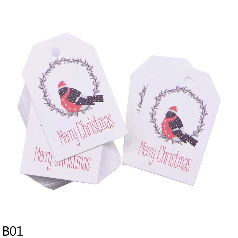 50 шт. рождественские бирки из крафт-бумаги с пеньковой Веревкой Ручной работы, поделки своими руками, этикетки на год, Рождество, вечерние украшения, подарки, упаковочные принадлежности - Цвет: A01