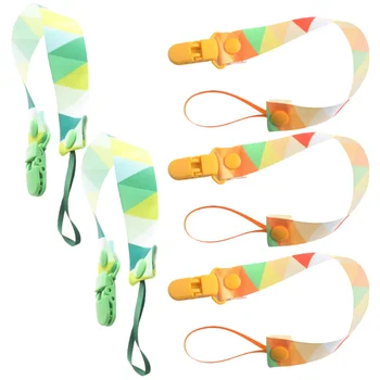

5pcs Baby Pacifier Printed Baby Pacifier Strap Clip Baby Pacifier Chain Soother Teething Toy for Baby Infant Use (Yellow for 3pc