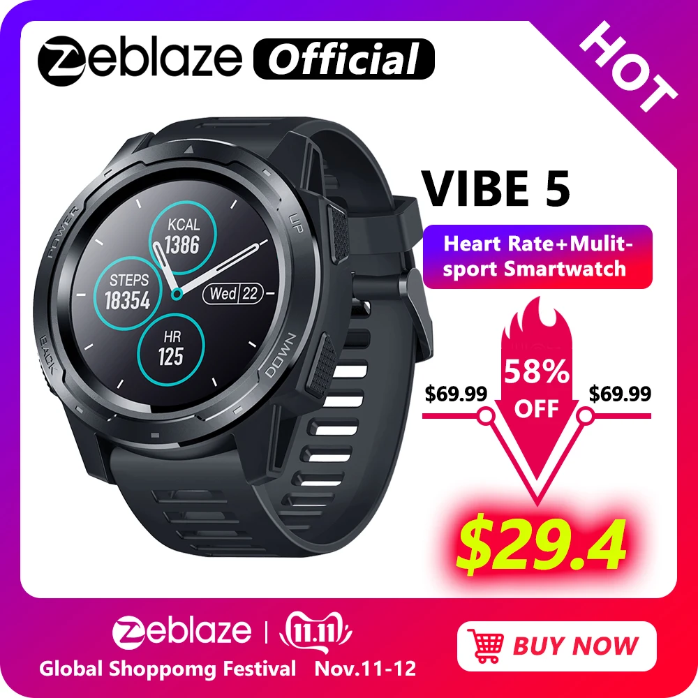 Online Zeblaze VIBE 5 IP67 Wasserdicht Herz Rate Lange Batterie Lebensdauer Farbe Display Screen Multi sport Modi Fitness Tracker Smart uhr