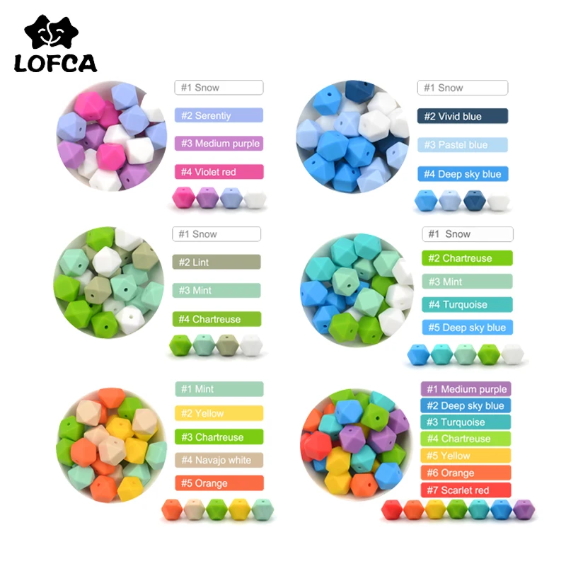 

LOFCA 10pcs 14mm Mini Hexagon Silicone Beads Food Grade Teething Food Grade BPA Free Silicone Teether Toy Pacifier