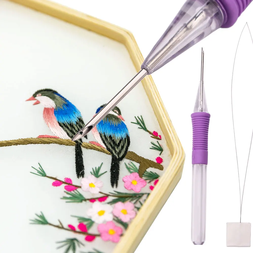 Punch Needle Kit Magic Embroidery Needles Stitching Patterns Pen Set Craft Tool