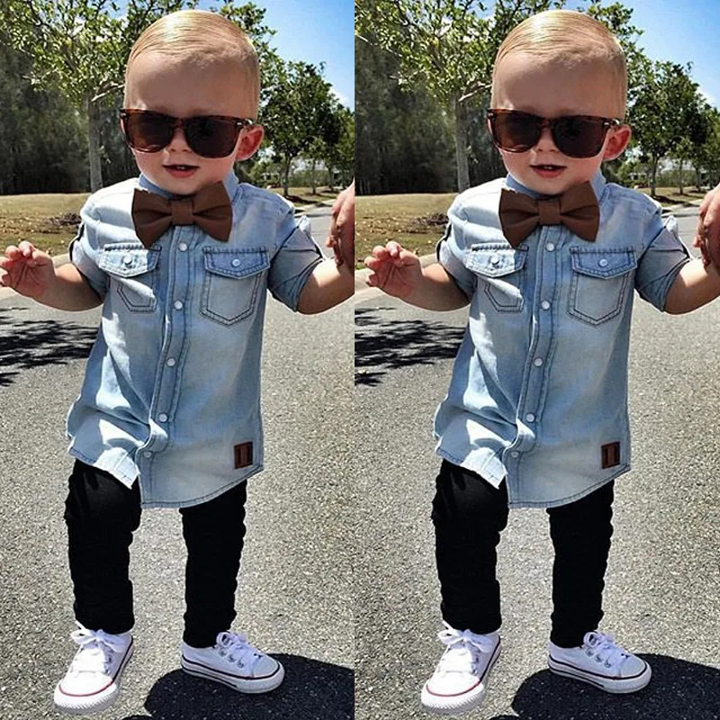 

Fashion Style Children Boy's shirts Boys Denim Shirt Long Sleeve Pocket Blouses Soft Children's Shirt