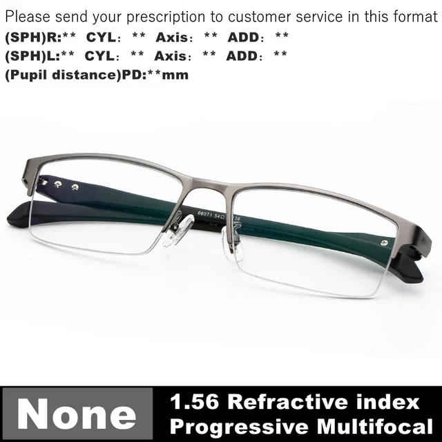 Custom Prescription Progressive Multifocal reading glasses men TR90 metal frame presbyopia